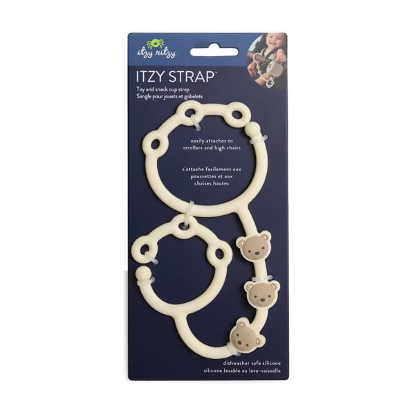 ITZY RITZY ITZY STRAP TOY AND SNACK CUP STRAP FOR STROLLERS & HIGH CHAIRS - TAN BEAR