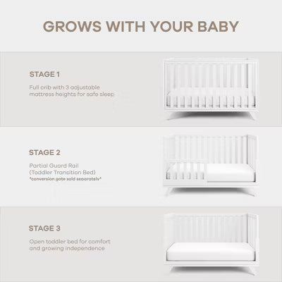 COMFY CUBS BABY CRIB FOR 0 TO 3 YEARS - ADJUSTABLE MATTRESS HEIGHT - 80 LBS CAPACITY NURSERY BED CRIB COMFY CUBS