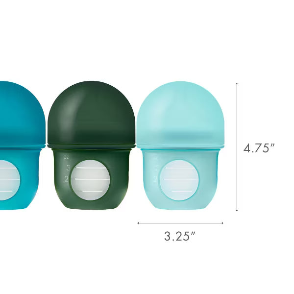 BOON NURSH SILICONE POUCH BABY BOTTLES - 4 FL OZ/3PK: ANTI-COLIC, WIDE NECK, BPA-FREE