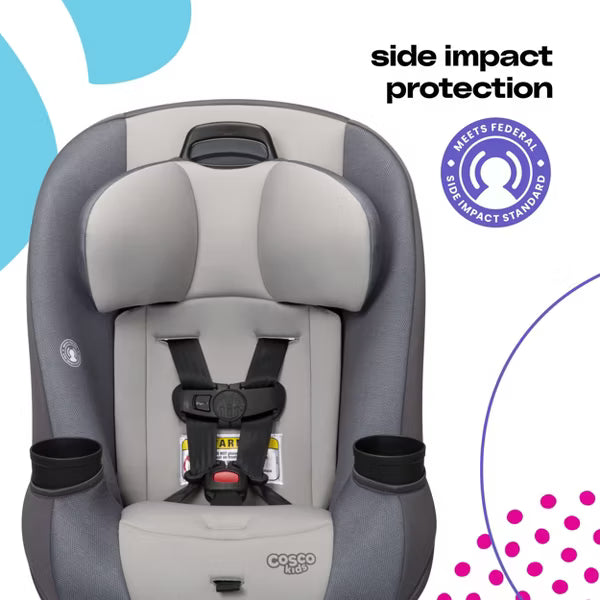 COSCO KIDS` ENTRADA ALL-IN-ONE CAR SEAT, MACHINE WASHABLE, CUP HOLDER, BABY INSERT - SHADY DAY