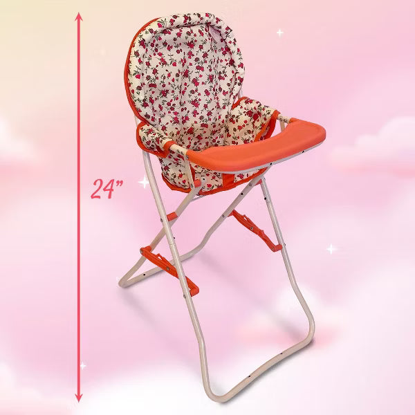 THE NEW YORK DOLL COLLECTION 18 INCH DOLL HIGH CHAIR FLORAL