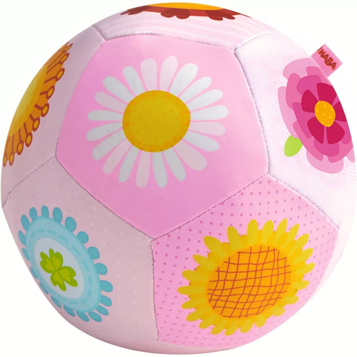 HABA - FLOWER MAGIC 5.5” SOFT BABY BALL – PLUSH SENSORY PLAY BALL RATTLES HABA