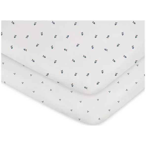 ELY`S & CO. BABY WATERPROOF FITTED PACK N PLAY - MINI CRIB SHEET 100% COMBED JERSEY COTTON BLUE STRIPES & SPLASH 2PK