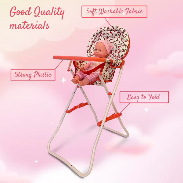 THE NEW YORK DOLL COLLECTION 18 INCH DOLL HIGH CHAIR FLORAL