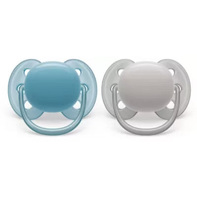 PHILIPS AVENT ULTRA SOFT PACIFIERS 6-18M - 2PK . BLUE HUSH DESERT GRE PACI AVENT