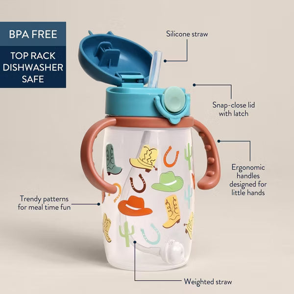 ITZY RITZY 13OZ POLYPROPYLENE SILICONE ITZY SIPS TODDLER WATER BOTTLE WITH WEIGHTED STRAW AND LEAK-RESISTANT LID BPA-FREE