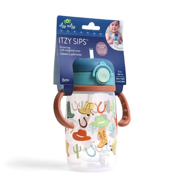 ITZY RITZY 13OZ POLYPROPYLENE SILICONE ITZY SIPS TODDLER WATER BOTTLE WITH WEIGHTED STRAW AND LEAK-RESISTANT LID BPA-FREE