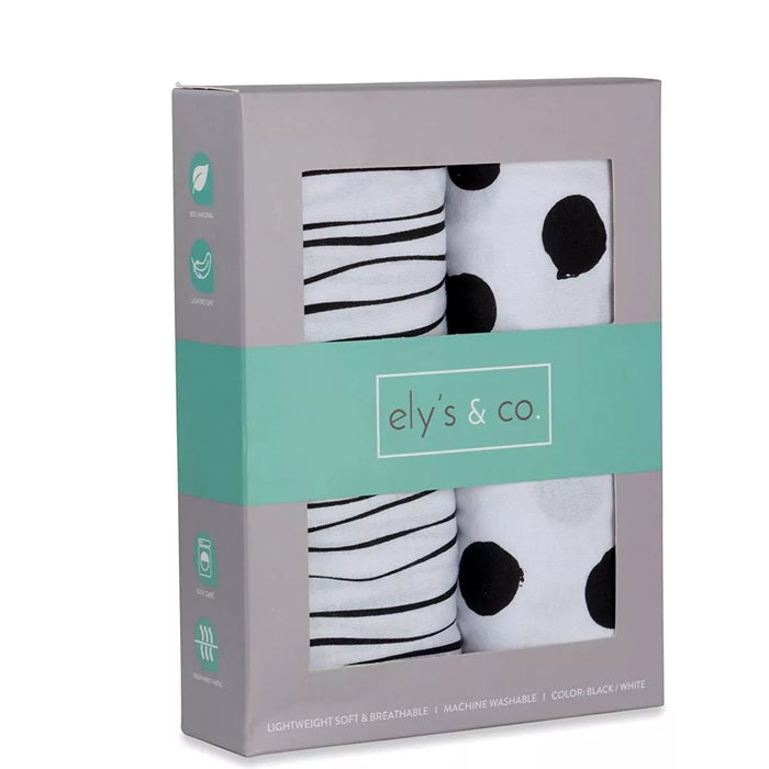 PNP/PORTACRIB SHEET 2PK BLK/WHT STRIPES