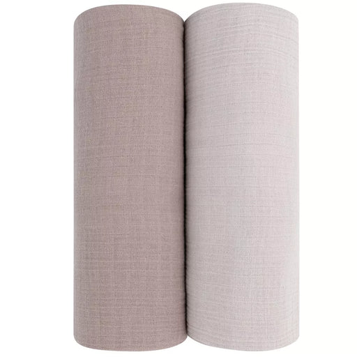 2PK MUSLIN SWADDLES TAUPE-GREY SOLID