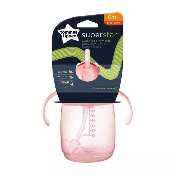 TOMMEE TIPPEE 8OZ WEIGHTED STARTER STRAW SIPPY CUP BOTTLES TOMMEE TIPPEE