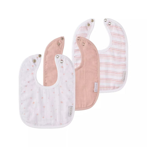 3PK BIB MUSLIN+TERRY SOLID PINK