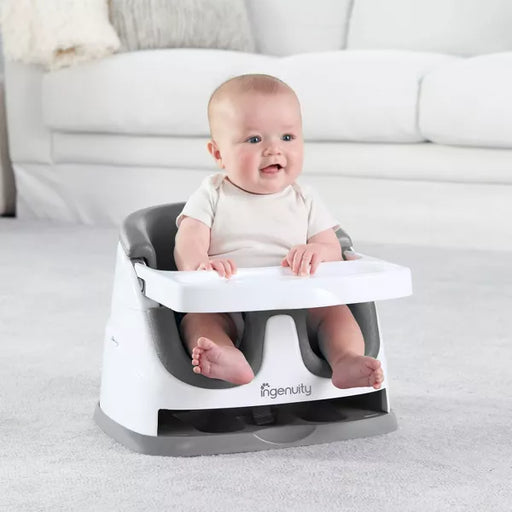 INGENUITY BABY BASE 2-IN-1 BOOSTER FEEDING AND FLOOR SEAT WITH SELF-STORING TRAY BOOSTER SEAT INGENUITY