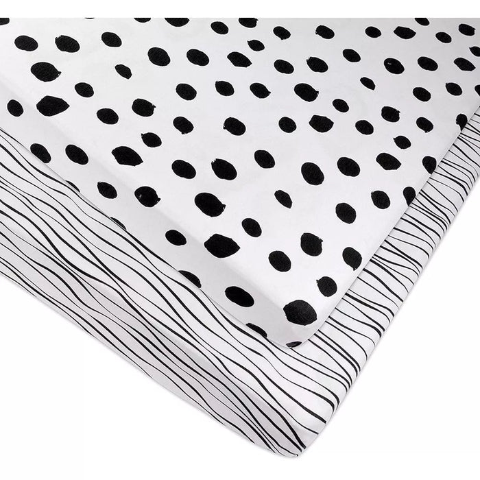 PNP/PORTACRIB SHEET 2PK BLK/WHT STRIPES