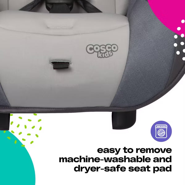 COSCO KIDS` ENTRADA ALL-IN-ONE CAR SEAT, MACHINE WASHABLE, CUP HOLDER, BABY INSERT - SHADY DAY