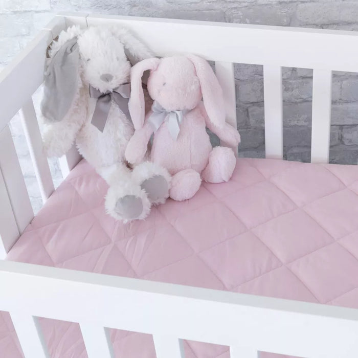 PINK WATERPROOF QUILTED PNP/PORTA CRIB SHEET