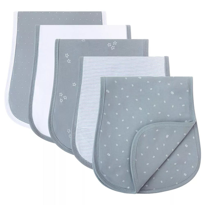 5PK BURP CLOTHS BLUE LEAF