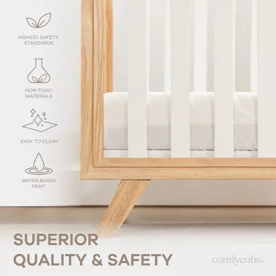 COMFY CUBS BABY CRIB FOR 0 TO 3 YEARS - ADJUSTABLE MATTRESS HEIGHT - 80 LBS CAPACITY NURSERY BED CRIB COMFY CUBS