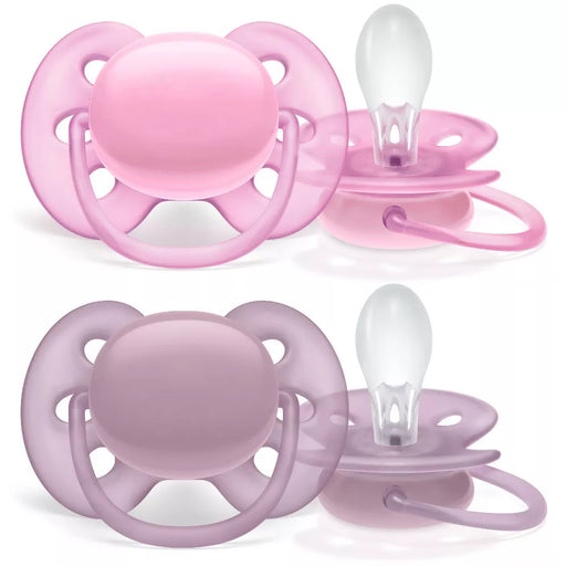 ULTRA SOFT 2PK PACI 6-18M GRY/PINK