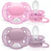 ULTRA SOFT 2PK PACI 6-18M GRY/PINK