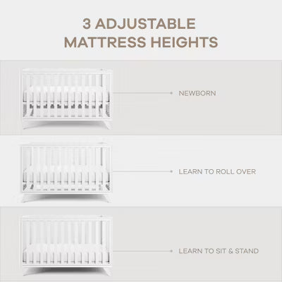 COMFY CUBS BABY CRIB FOR 0 TO 3 YEARS - ADJUSTABLE MATTRESS HEIGHT - 80 LBS CAPACITY NURSERY BED CRIB COMFY CUBS