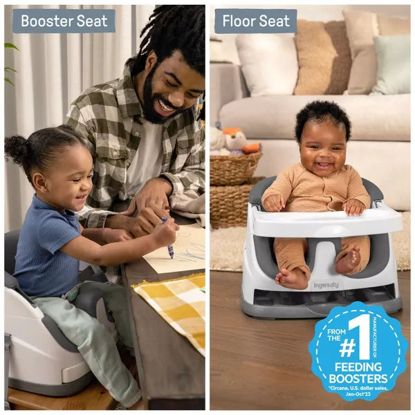 INGENUITY BABY BASE 2-IN-1 BOOSTER FEEDING AND FLOOR SEAT WITH SELF-STORING TRAY BOOSTER SEAT INGENUITY
