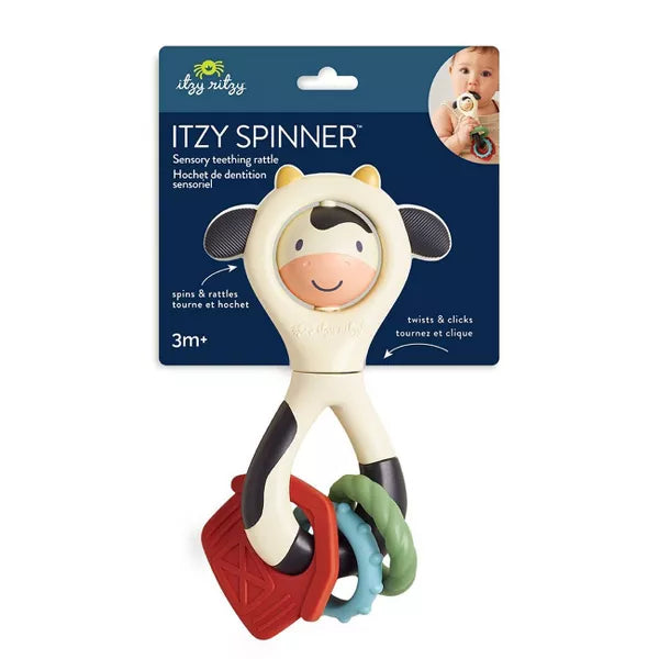 ITZY RITZY ITZY SPINNER SENSORY TEETHING RATTLE - COW TEETHERS ITZY RITZY