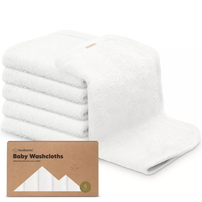 KEABABIES 6PK DELUXE BABY WASHCLOTHS, SOFT BABY WASH CLOTH, BABY BATH TOWEL, FACE CLOTHS