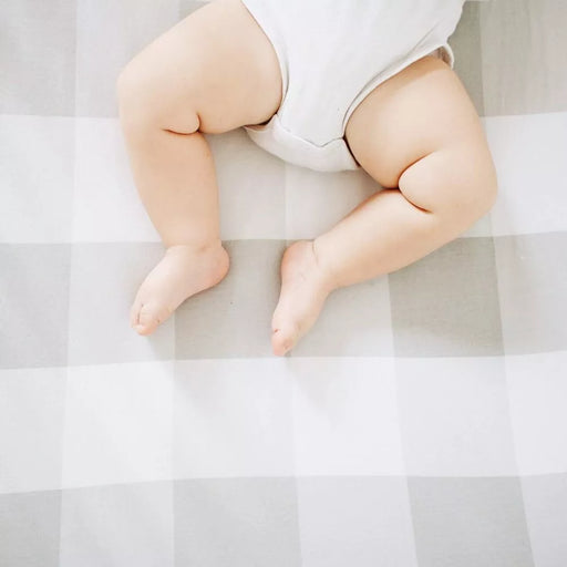 CRIB SHEET GINGHAM GREY