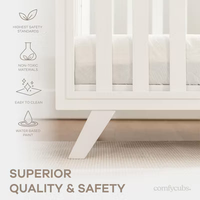 COMFY CUBS BABY CRIB FOR 0 TO 3 YEARS - ADJUSTABLE MATTRESS HEIGHT - 80 LBS CAPACITY NURSERY BED CRIB COMFY CUBS