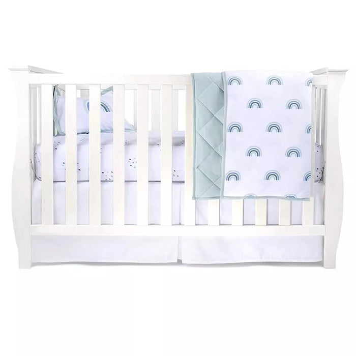 ELY`S CRIB SET PC, CRIB SHEET,QUILTED BLANKET, SKIRT PILLOW CASE GINGHAM PINK
