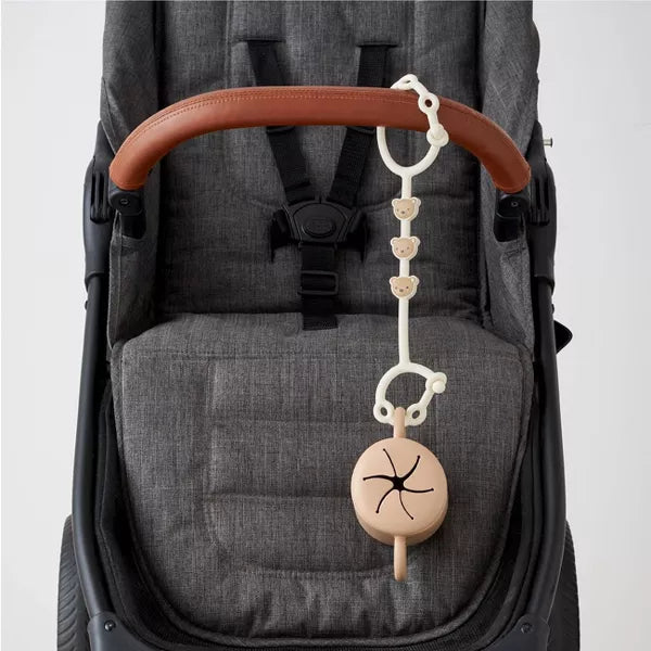 ITZY RITZY ITZY STRAP TOY AND SNACK CUP STRAP FOR STROLLERS & HIGH CHAIRS - TAN BEAR