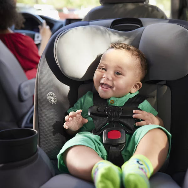 COSCO KIDS` ENTRADA ALL-IN-ONE CAR SEAT, MACHINE WASHABLE, CUP HOLDER, BABY INSERT - SHADY DAY