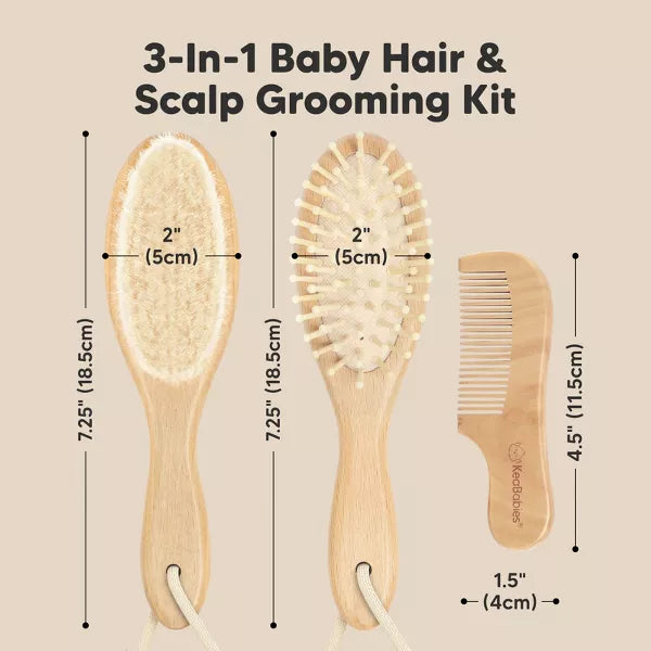 KEABABIES BABY HAIR BRUSH AND COMB SET, TODDLER GROOMING KIT