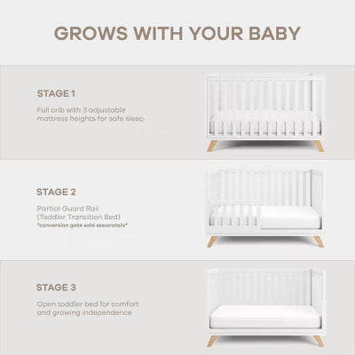 COMFY CUBS BABY CRIB FOR 0 TO 3 YEARS - ADJUSTABLE MATTRESS HEIGHT - 80 LBS CAPACITY NURSERY BED CRIB COMFY CUBS