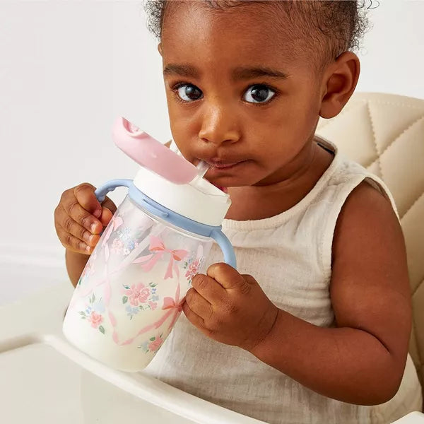 ITZY RITZY 13OZ POLYPROPYLENE SILICONE ITZY SIPS TODDLER WATER BOTTLE WITH WEIGHTED STRAW AND LEAK-RESISTANT LID BPA-FREE