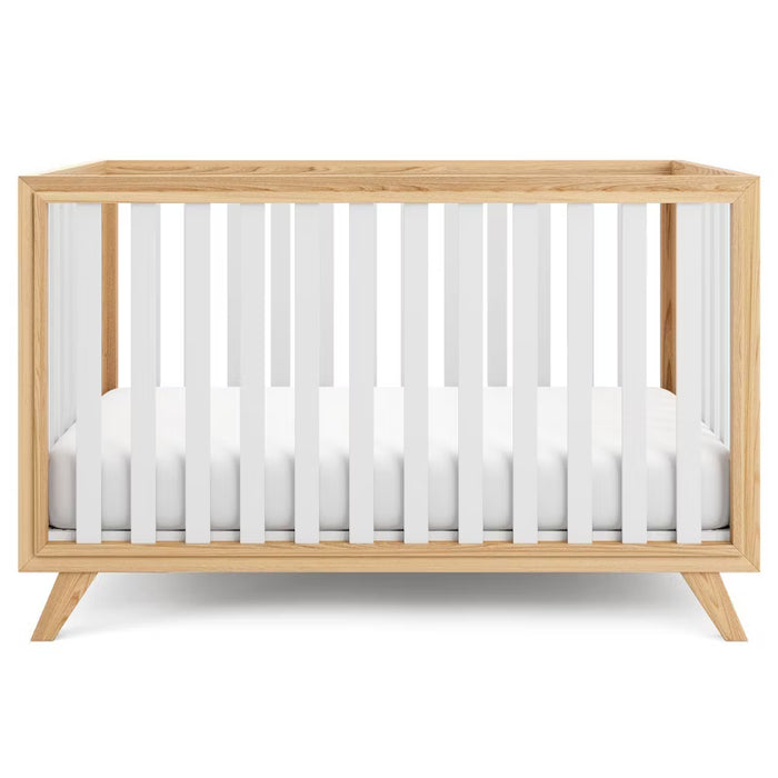 COMFY CUBS BABY CRIB FOR 0 TO 3 YEARS - ADJUSTABLE MATTRESS HEIGHT - 80 LBS CAPACITY NURSERY BED . WOOD WITH WHITE BARS CRIB COMFY CUBS