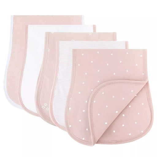 5PK BURP CLOTHS PINK TULIP