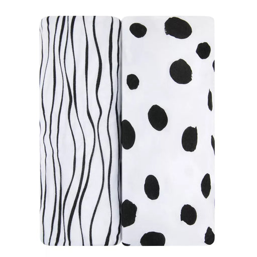 2PK FITTED CRIB SHEET BLACK AND WHITE