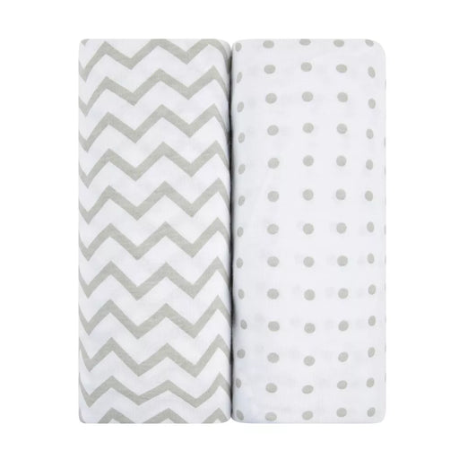 WATERPROOF CRIB SHEET 2PK GREY CHEVRON