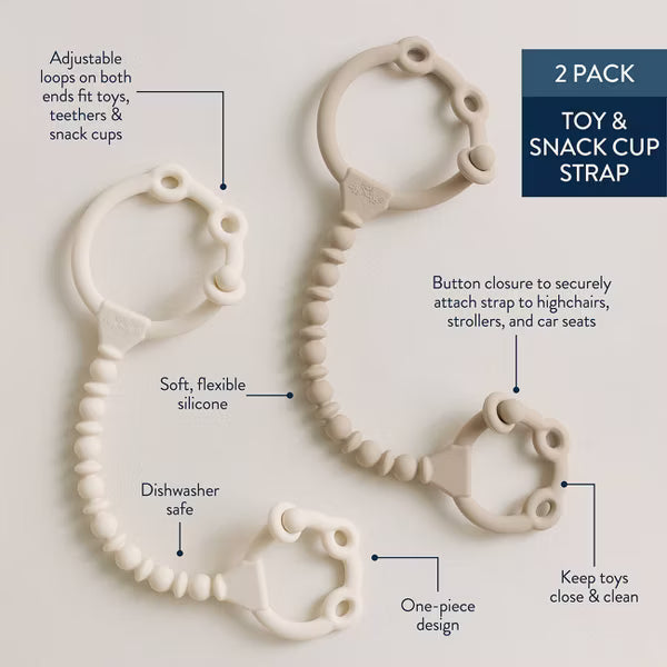 ITZY RITZY BEADED TOY STRAPS - 2PK: SILICONE, BPA-FREE, PACIFIER CLIPS