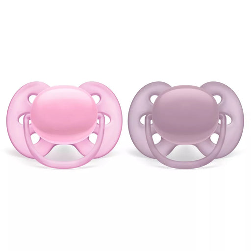 ULTRA SOFT 2PK PACI 6-18M GRY/PINK