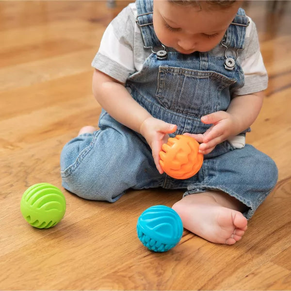 FAT BRAIN TOYS BABY AND TODDLER LEARNING SENSORY ROLLERS - SET OF 3 SPHERES