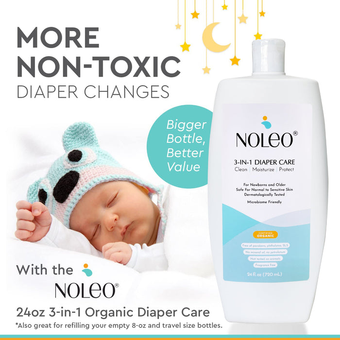 NOLEO 3-IN-1 - Diaper Rash Cream - EWG Verified - 24oz M4A