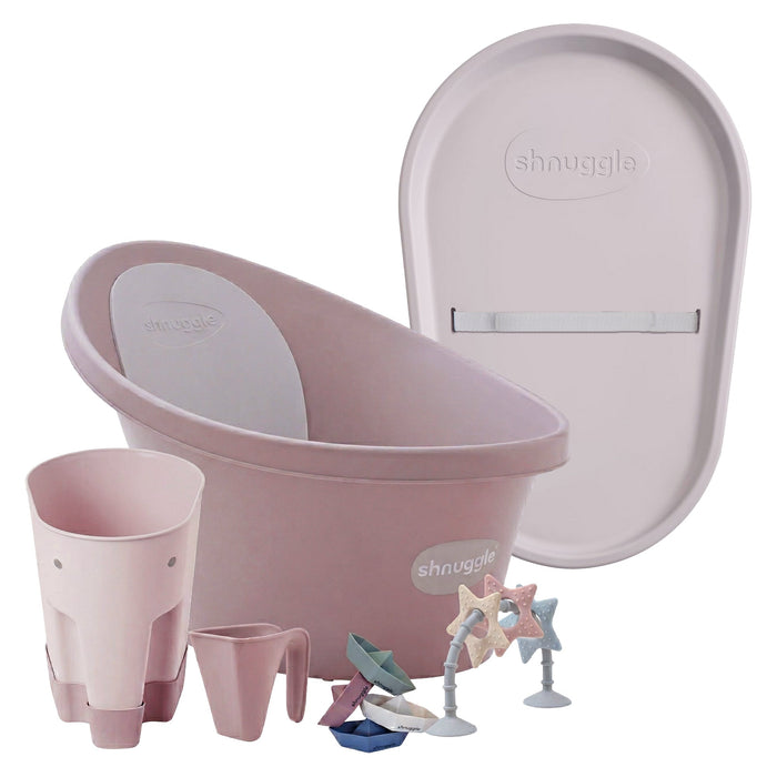 Shnuggle Bath & Change Bundle: Baby Bath & Changing Bundle + Accessories - 6-Piece Set for Cozy Bath & Diaper Time Blossom Bath M4A