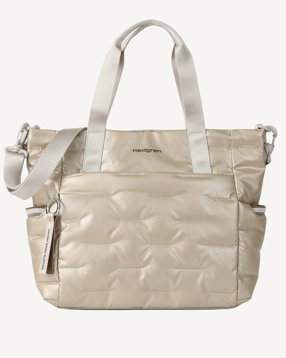 HEDGREN PUFFER TOTE BAG, BLACK