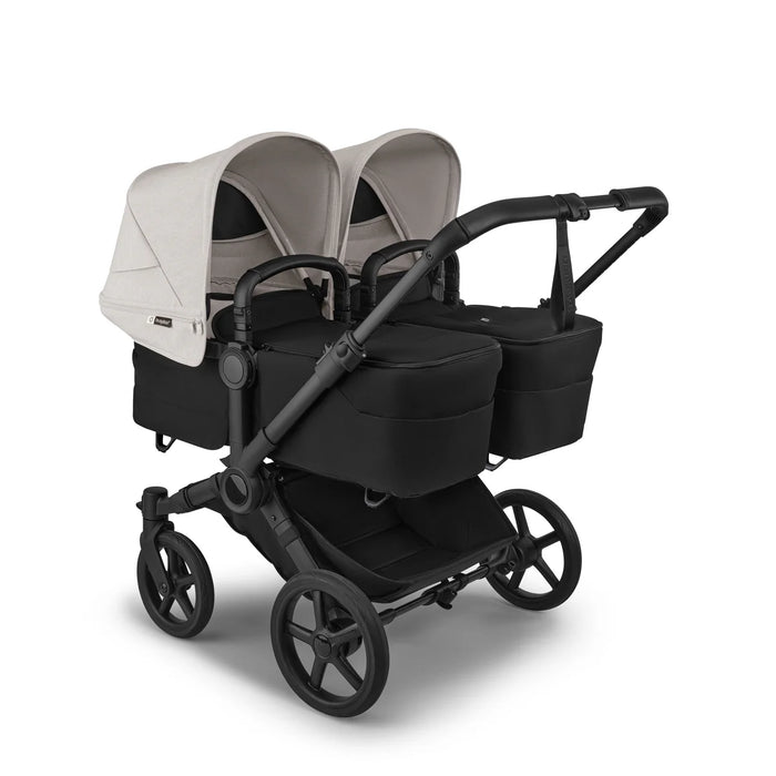 BUGABOO DONKEY 6 TWIN STROLLER - COMPLETE SET (2 SEATS AND & BASSINETS) . BLACK MISTY WHITE DOUBLE STROLLER BUGABOO