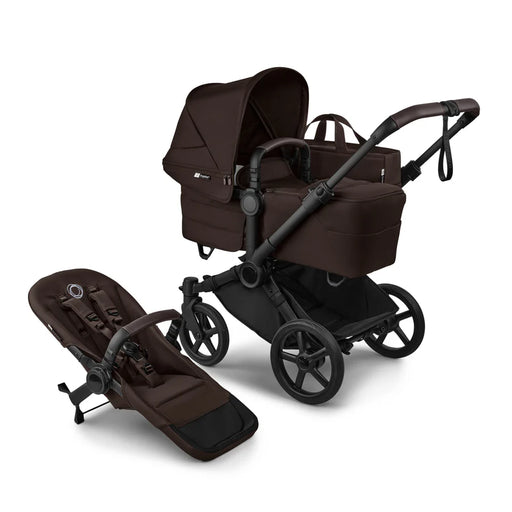 BUGABOO DONKEY 6 MONO COMPLETE SINGLE-TO-DOUBLE STROLLER . BLACK COCOA BROWN DOUBLE STROLLER BUGABOO