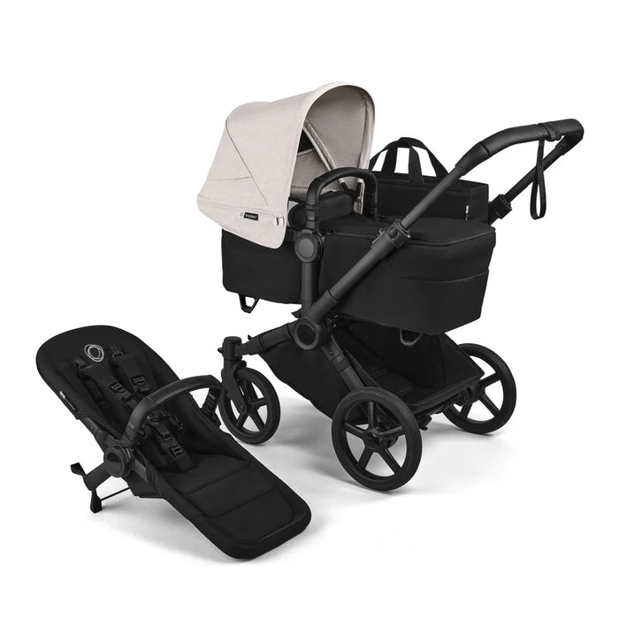 BUGABOO DONKEY 6 MONO COMPLETE SINGLE-TO-DOUBLE STROLLER . BLACK MISTY WHITE DOUBLE STROLLER BUGABOO