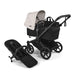 BUGABOO DONKEY 6 MONO COMPLETE SINGLE-TO-DOUBLE STROLLER . BLACK MISTY WHITE DOUBLE STROLLER BUGABOO