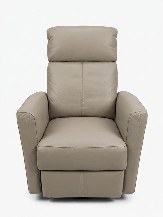 LEATHER ITALIA ASHBURY LEATHER SWIVEL + GLIDER RECLINER CHAIR . TAUPE GLIDER LEATHER ITALIA USA